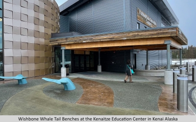 Wishbone Whale Tail Benches at the Kenaitze Education Center in Kenai Alaska